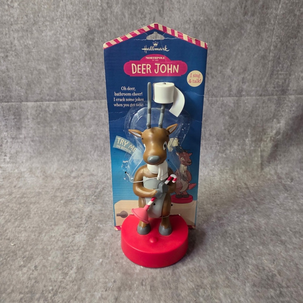 New Hallmark Deer John Christmas Decor Bathroom Sings Talks Cracks Jokes Tested